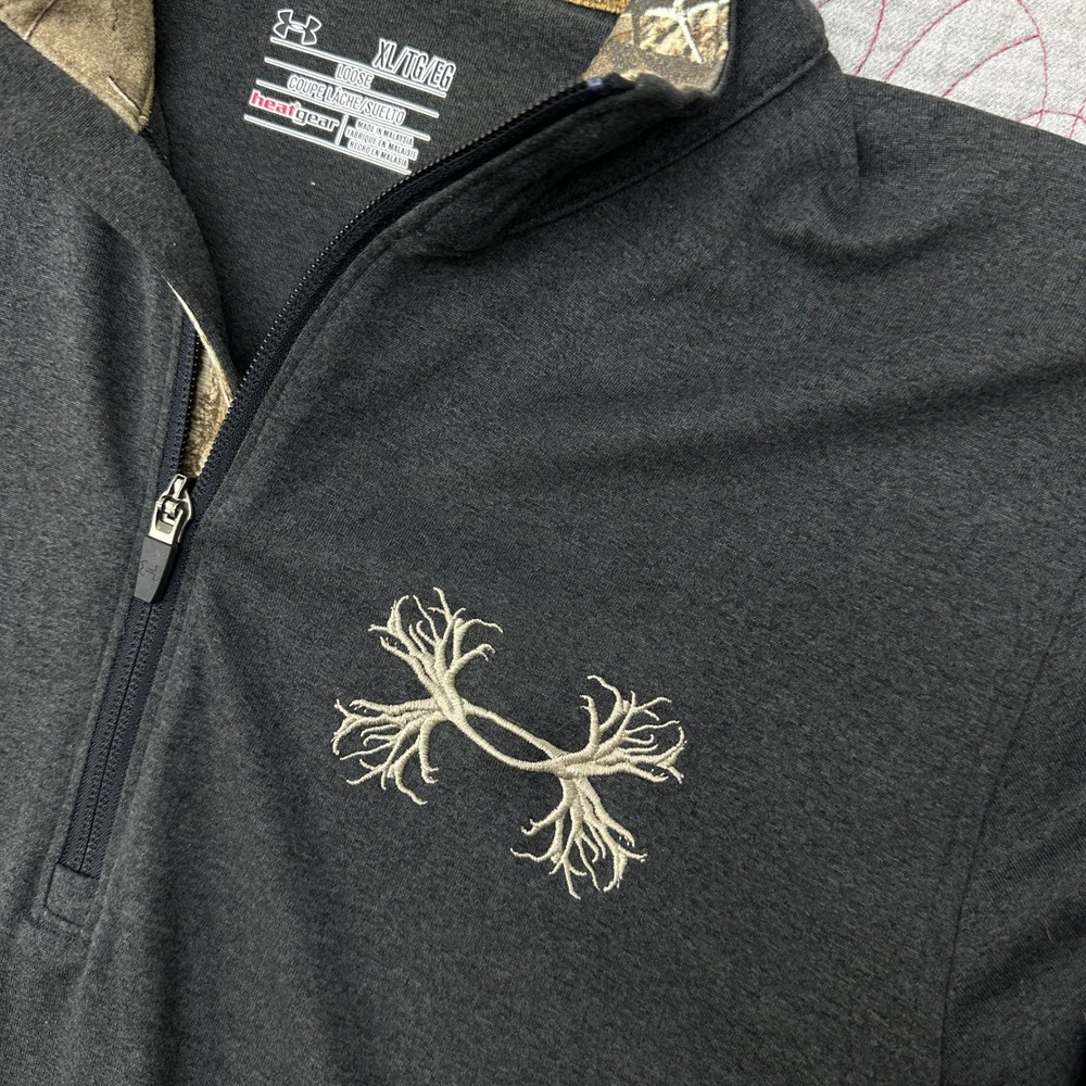 Under Armour Pullover Gray HeatGear Antler Logo Camo Trim / Mens Extra Large - Picture 2 of 8